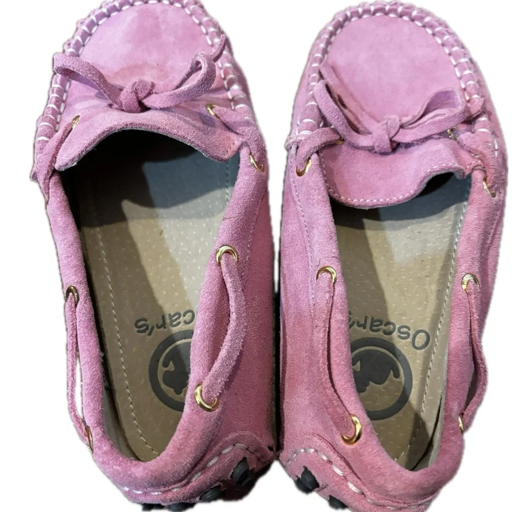 Oscar’s For Kids Capri Pink Leather Suede Loafers — Size 13